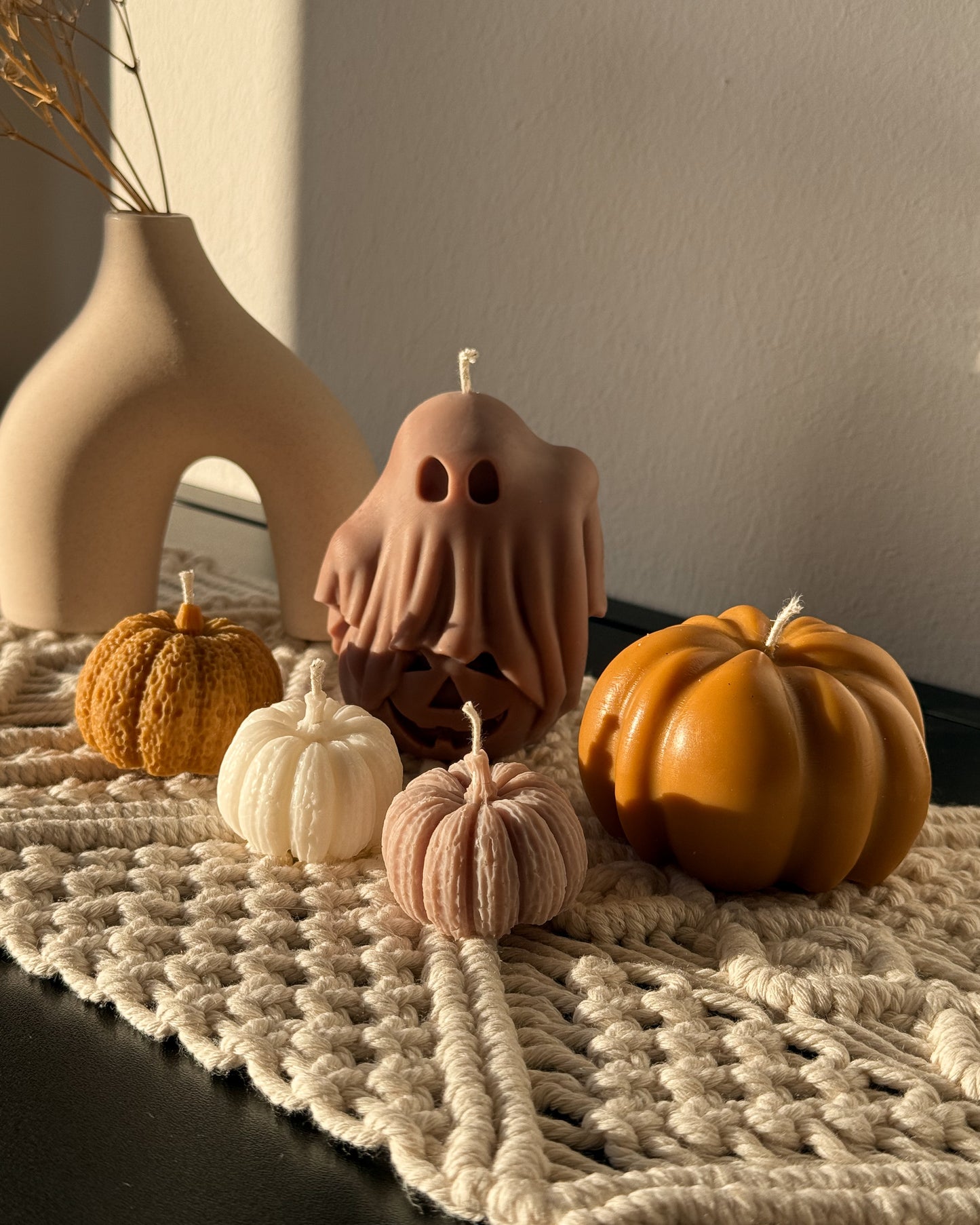 Kürbis u. Gespenst Kerzen Set - 5teilig